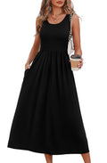 Wiholl Summer Dresses for Women Flowy Casual Midi Dress Beach Vacation Sundresses with Pockets