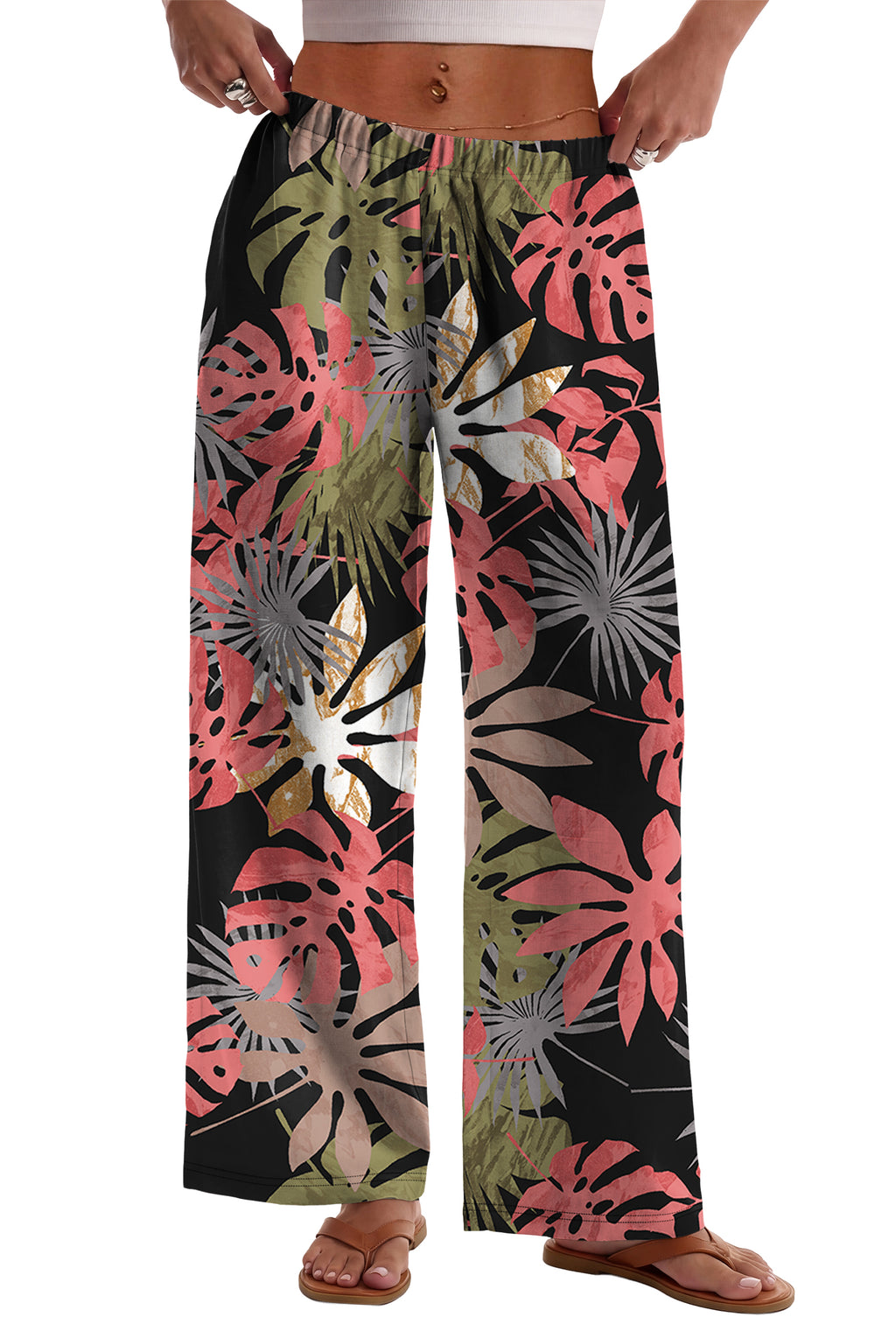 WIHOLL Pants for Women Wide Leg Pants Summer Straight Long Palazzo Loose Casual Trousers With Pockets