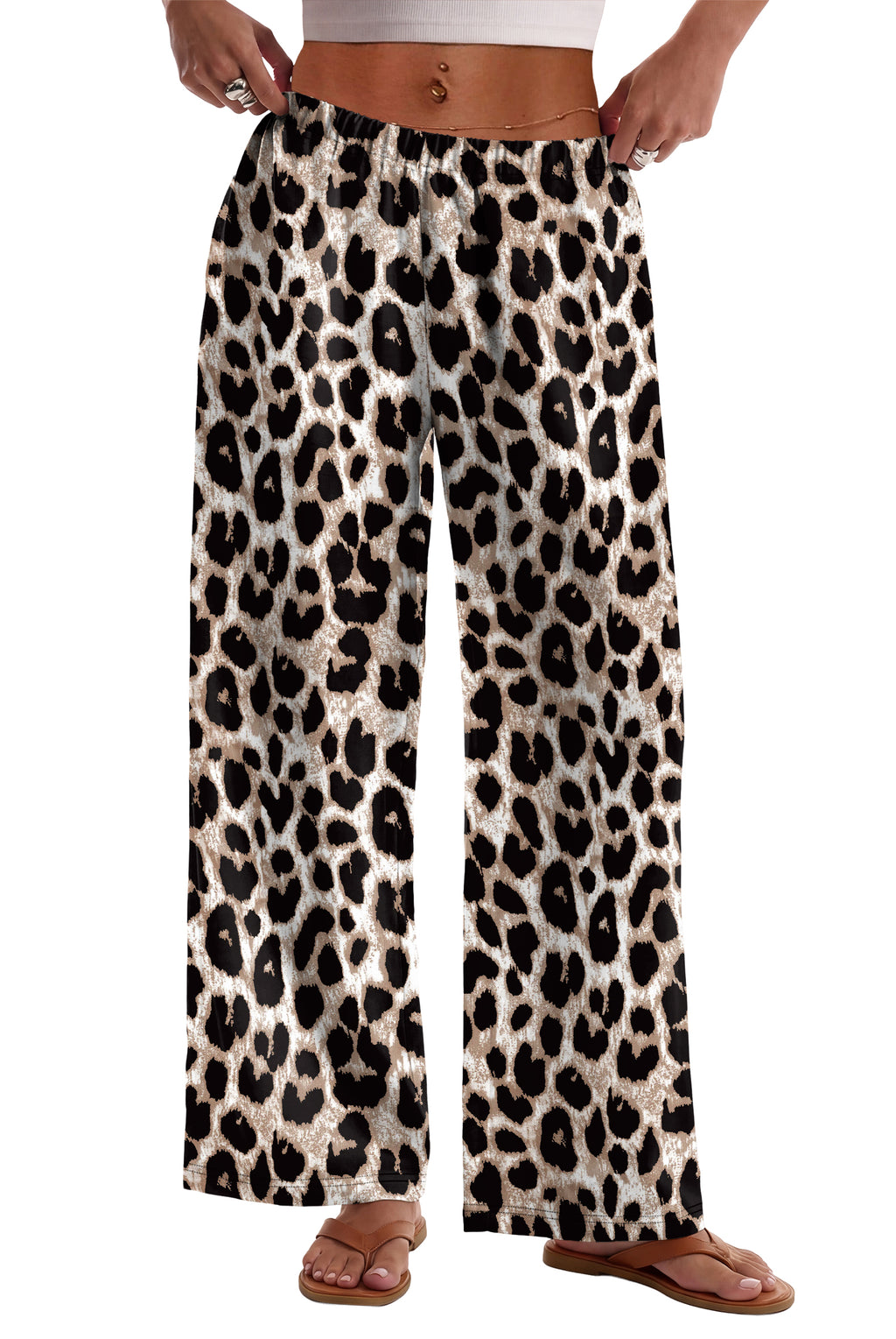 WIHOLL Pants for Women Wide Leg Pants Summer Straight Long Palazzo Loose Casual Trousers With Pockets
