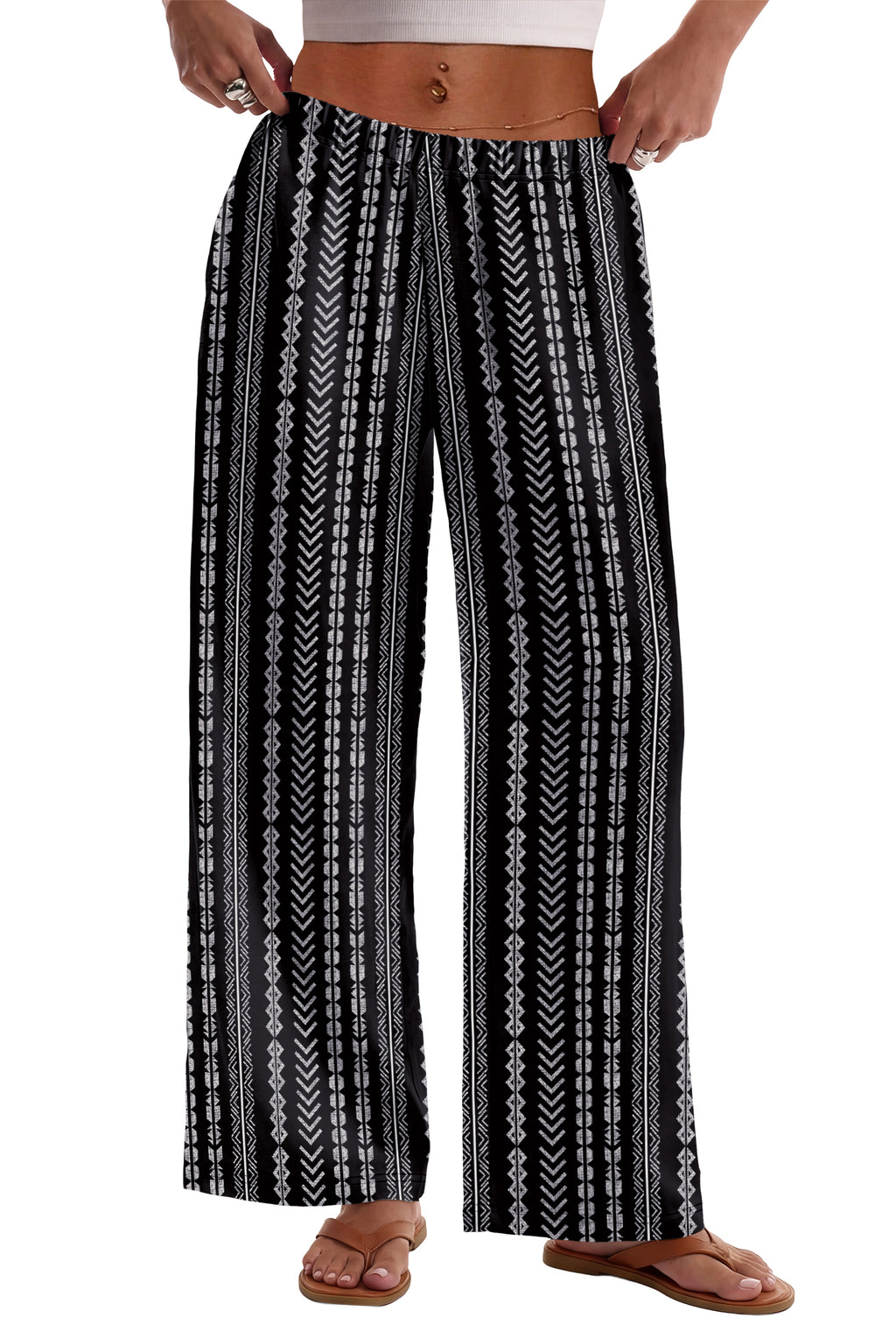 WIHOLL Pants for Women Wide Leg Pants Summer Straight Long Palazzo Loose Casual Trousers With Pockets