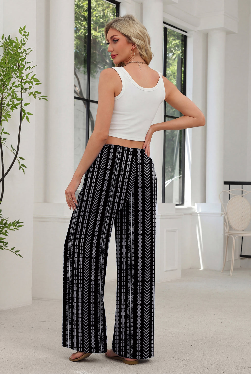 WIHOLL Pants for Women Wide Leg Pants Summer Straight Long Palazzo Loose Casual Trousers With Pockets