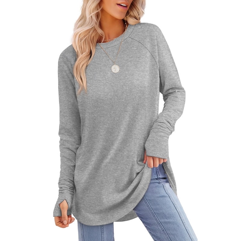 Ronuti Long Sleeve Shirts for Women Crewneck Basic Loose Tunic Tops Fall Outfits for Women 2026