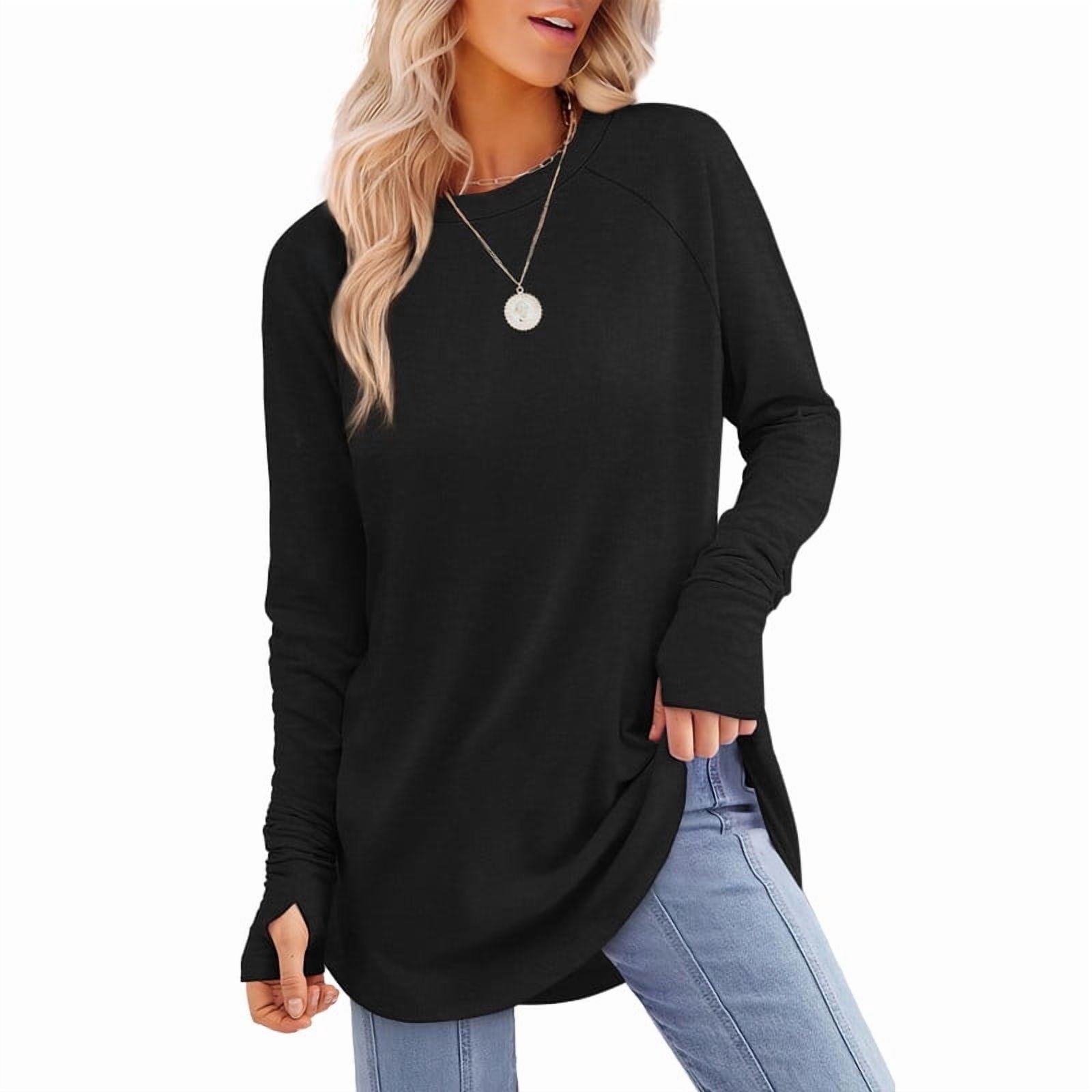 Ronuti Long Sleeve Shirts for Women Crewneck Basic Loose Tunic Tops Fall Outfits for Women 2026