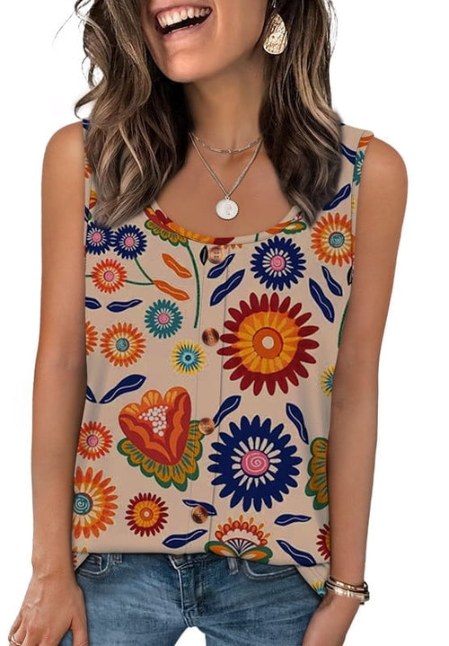 Ronuti Tank Tops for Women Summer Tops Trendy Dressy Casual Spring Vacation Outfits Crewneck Button Down Sleeveless Shirts