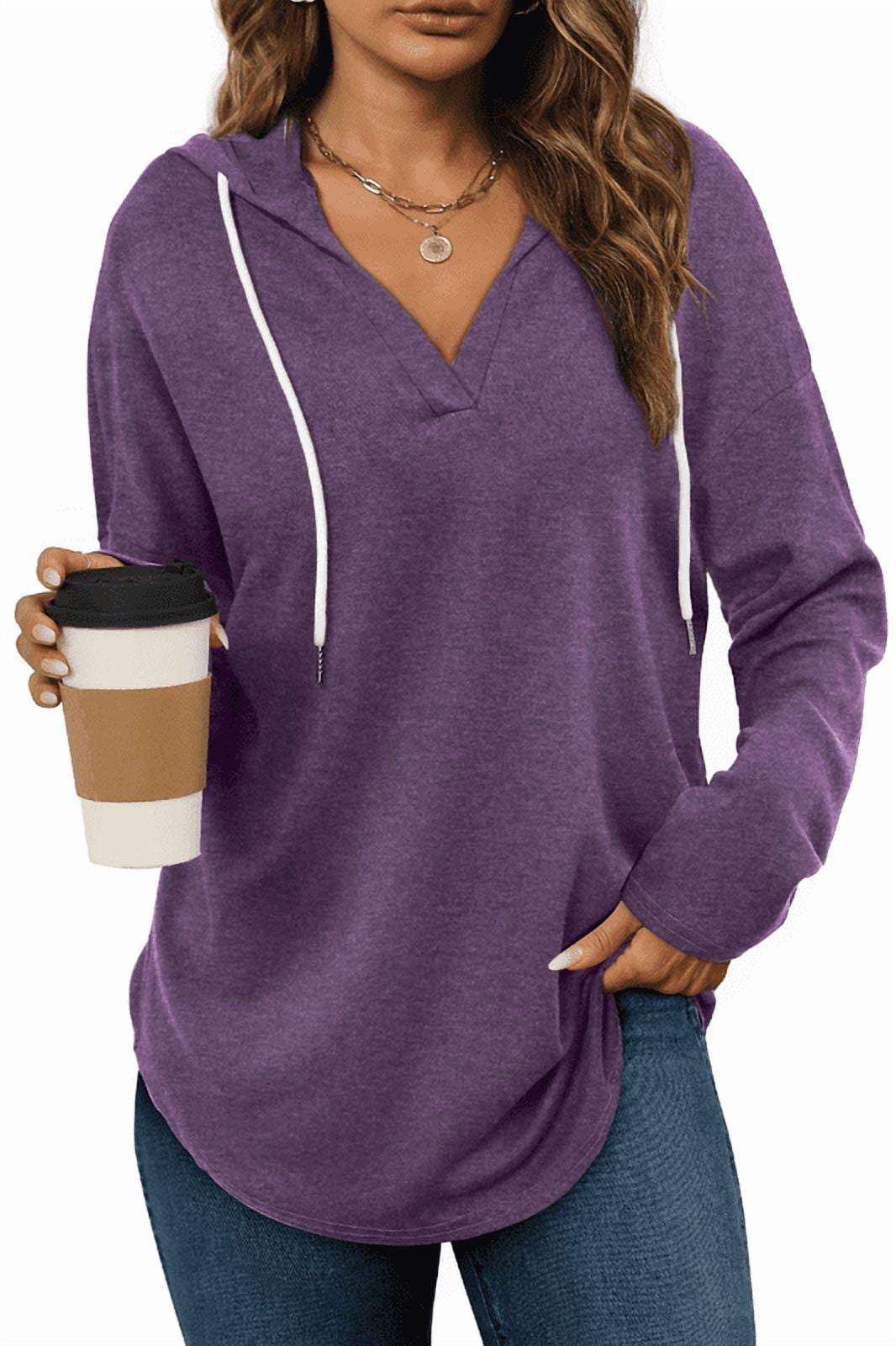 Ronuti Womens Fashion Tops Fall Hoodies Pullover Oversized Sweatshirts Long SLeeve Shirts Loose Fit