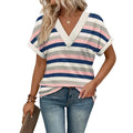 Ronuti Womens Summer Tops Short Rolled Sleeve Shirts 2026 Fashion V Neck Clothes