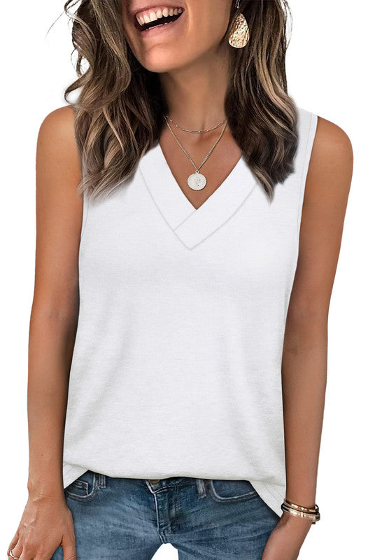 Wiholl Tank Tops for Women Summer V Neck T Shirts Trendy Sleeveless Basic Tee Loose Fit 2026 Fashion