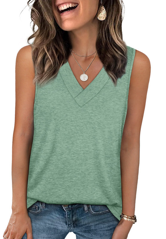 Wiholl Tank Tops for Women Summer V Neck T Shirts Trendy Sleeveless Basic Tee Loose Fit 2026 Fashion